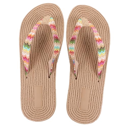 FOMIYES Leichte Flache Damen Flip Flops mit Rutsch Sohle Zehentrenner Sandalen für Strand und Alltag Bequeme Sommerschuhe mit Natürlicher Optik für Freizeit und Sommermode von FOMIYES