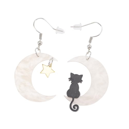 FOMIYES Leichte Mond ohrringe für Damen Modische Trendige Ohrhänger mit Beigefarbener Katzenmotiv form Komfortabel und Langlebig als für Frauen und Mädchen von FOMIYES