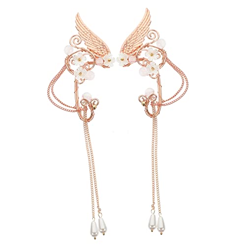 FOMIYES Ohrmanschetten Mit Quasten Und Blumen Clip Nicht Durchdringende Ohrclips Für Damen Handgefertigte Perlen Ohrhänger Leicht Komfortabel Für Feste Und Alltagsgebrauch von FOMIYES