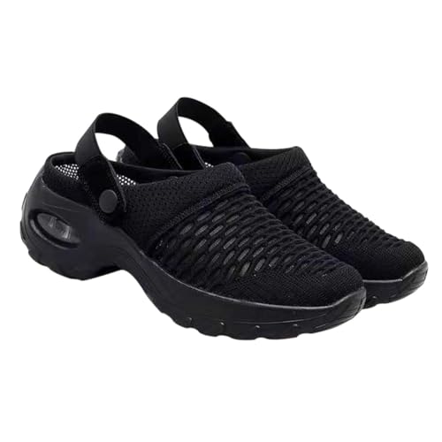 FOMIYES Leichte Strapazierfähige Damenslipper Mesh Halbschuhe Atmungsaktiv und Komfortabel Modische Sommerschuhe in Schwarz für Alltag und Outdoor von FOMIYES