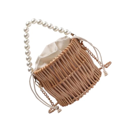 FOMIYES Leichte Tragbare Perlentäschchen Crossbody Bag Handtasche für Damen Strandurlaub Shopping Party Khaki von FOMIYES