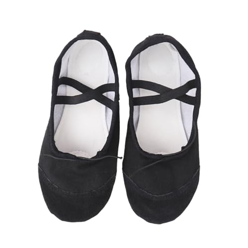 FOMIYES Leichte rutschfeste Ballettschuhe aus Canvas mit Elastischem Band Professionelle Antirutschsohle Geeignet für Yoga Ballett und Tanz für Erwachsene Schwarz von FOMIYES