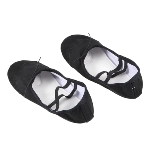 FOMIYES Leichte rutschfeste Ballettschuhe mit Elastischem Band Atmungsaktive Canvas Tanzschläppchen für Erwachsene Geeignet für Yoga Ballett Modernen Tanz Schwarz von FOMIYES