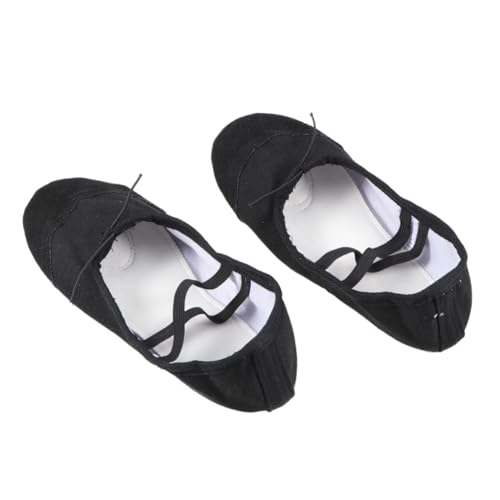 FOMIYES Leichte rutschfeste Tanzschuhe aus Canvas für Erwachsene Elastisches Band für Sicheren Halt Vielseitig für Ballett Yoga Moderne und Gesellschaftstänze Schwarz von FOMIYES