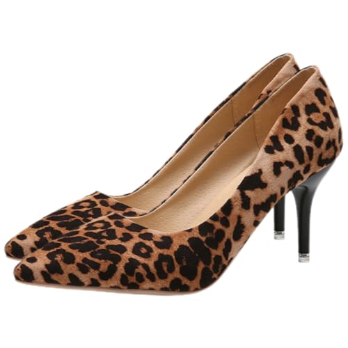 FOMIYES Leopard Muster Damen High Heels Spitz Zehen Elegant Single Pumps Modisch Für Party Hochzeit Geburtstag von FOMIYES