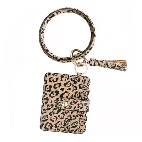 FOMIYES Leopard Muster PU Tasche mit Quasten Multifunktionale Schlüsselanhänger Geldbörse Langlebige Kartenetui für Reisen Einkaufen und Alltag Stilvolle Kleine Handtasche von FOMIYES