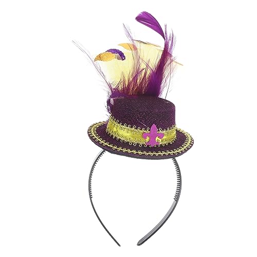 FOMIYES Lila Zylinder-feder-stirnband-haar-accessoires Mini-hut-stirnband Mini-zylinder-stirnband-fascinator Kopfschmuck Für Die Teeparty Lila Clip Irland Charme Filzstoff Damen Violett von FOMIYES