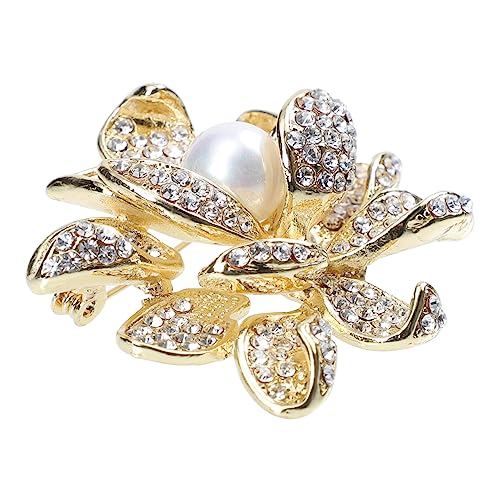 FOMIYES Lotus Brosche Legierung mit Perlen für Damen Elegantes Abzeichen für Hochzeit Partys Anzüge Festliche Anlässe Vielseitig Einsetzbar Kleidung von FOMIYES