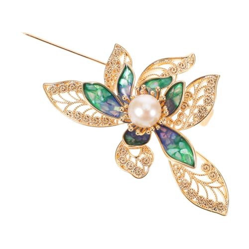 FOMIYES Lotusblumen-Brosche mit Künstlichen Perlen und Funkelnden Strasssteinen Metallisch Robust Vielseitige Anstecknadel für Brautkleider Hüte Jacken Zeitloser Modeschmuck für Damen von FOMIYES