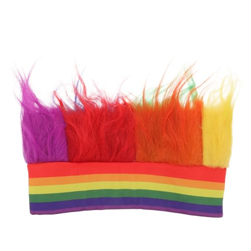 FOMIYES Lustige Regenbogen-Stirnband-Perücke Regenbogen-Perücke Kopfbedeckung Bunte 80Er-Jahre-Perücken Bühnenaufführungs-Perücke Requisiten Hippie-Kostüm Cosplay Haar-Accessoires Für von FOMIYES