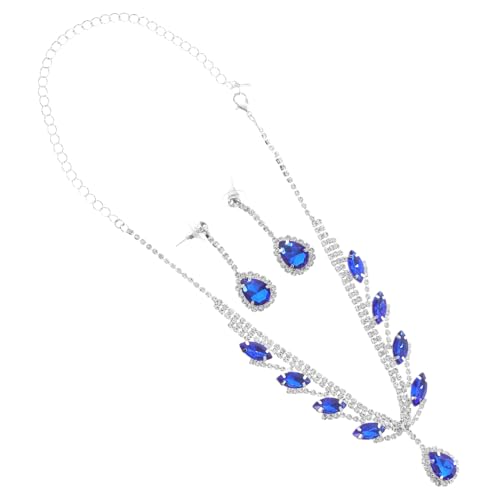 FOMIYES Luxuriöses Set Mit Funkelnden Diamanten Glänzende Ohrringe Halskette Ohrringe Dekoration Formeller Modeschmuck Funkelnde Brautkette Abschlussballkette von FOMIYES
