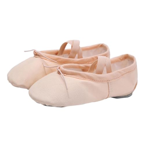 FOMIYES Mädchen Ballettschläppchen mit Weicher Atmungsaktiver Sohle Elastischem Riemen für Sicheren Sitz Leichte Gymnastikschuhe für Tanz und Yoga Bequeme Ballettschuhe Hautfarben von FOMIYES