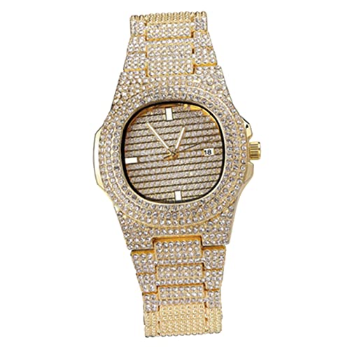 FOMIYES Männer Handgelenk Uhren goldene Uhr Mann Uhren für Männer Modewache Armbanduhr für für Frauen Quarzuhr Herren Kleid Herren Luxus Strass von FOMIYES