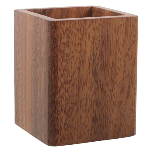 FOMIYES Aufbewahrungsbox für Make-up-Pinsel Vintage Stifthalter Bleistifthalter aus Holz Make-up Pinsel Holzbecher Stift- und Bleistift-Organizer Schwarze Walnuss Aufbewahrungskiste Büro von FOMIYES