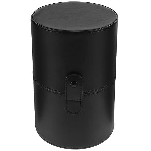 FOMIYES Make Up Pinsel Organizer Aufbewahrungsbox mit Deckel Tragbarer Makeup Brush Holder für Reise PU Kosmetik Pinselbecher für Eyeliner Augenbrauenstifte und Makeup Tools Schwarz Großer von FOMIYES