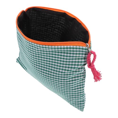 FOMIYES Make-up-Tasche Klein Mit Großem Fassungsvermögen Tragbare Reise-Make-up-Tasche Mit Retro-Karomuster Aufbewahrungstasche Für Kosmetikprodukte Und Schulsachen von FOMIYES