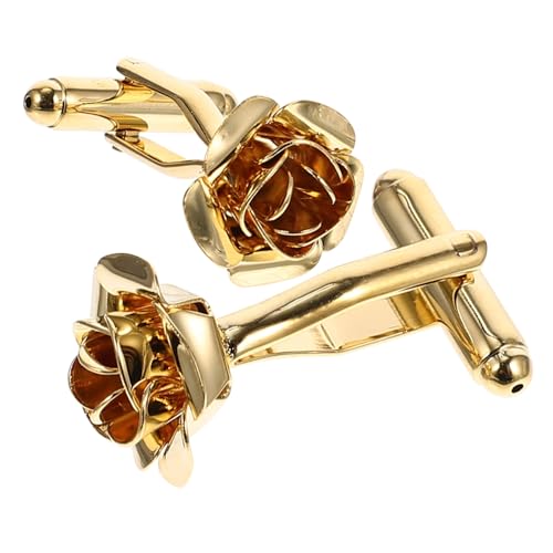 FOMIYES Manschettenknöpfe Herren Blumenmotiv Goldfarben Schmuck Hochzeit Anzug Hemd Accessoire für Business Formelle Anlässe von FOMIYES