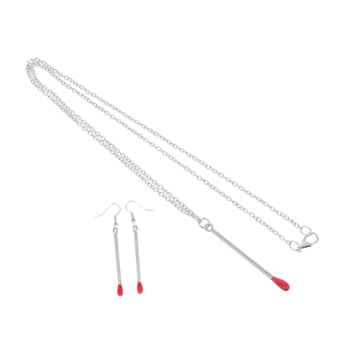 FOMIYES Mädchen Damen Schmuck Set Streichholzohrringe Und Streichholzhalskette Lustiger Kreativer Schmuck Für Hochzeit Geburtstag Party Gastgeschenke von FOMIYES