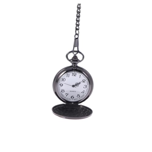 FOMIYES Mechanische Taschenuhr Herren Vintage Stil Schwarz mit Abnehmbarer Kette Harter Gehäuse Stunden Anzeige Klassische Runde Analog Uhr für Männer von FOMIYES