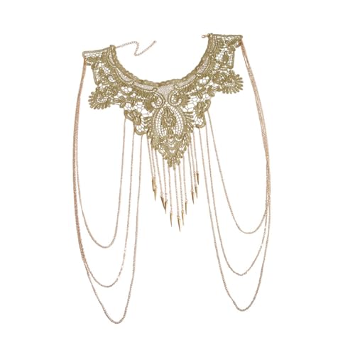 FOMIYES Mehrlagige Goldfarbene Body Chain mit Spitze und Quasten Damen Schmuck Halskette für Partys und Festivals Dekorative Körperkette für Frauen von FOMIYES