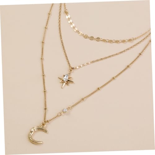 FOMIYES Mehrlagige Halskette mit Mond und Stern Anhängern Clavicle Kette Eleganter Schmuck für Damen Modisches Accessoire für Alltag und Besondere Anlässe von FOMIYES