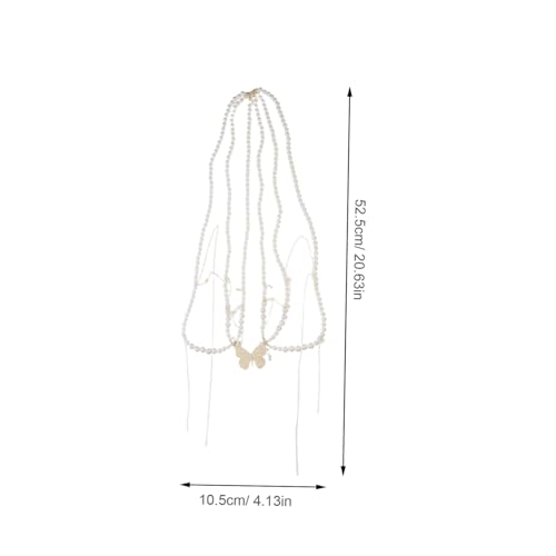 FOMIYES Mehrlagige Perlen Kette Damen Körper Schmuck Bauchgürtel Elegant Vielseitig für Strand Party Hochzeit Abendkleid Accessoire von FOMIYES