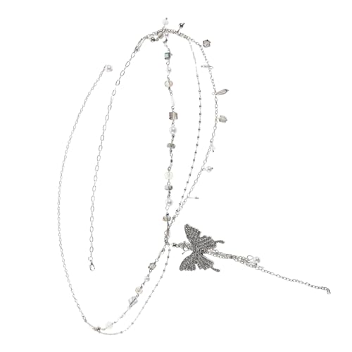 FOMIYES Mehrlagige Verstellbare Taillenkette mit Schmetterling und Strasssteinen mit Perlenanhänger für Damen Modisches Taillenschmuck-accessoire für Partys und Festliche Anlässe von FOMIYES