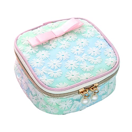 FOMIYES Mesh Bestickte Hygienebeutel mit Reißverschluss Kleiner Sanitäre Tasche Organizer für Outdoor Reisen und Büro Hygienebeutel aus Baumwolle mit Netzoberfläche Gradient Grün von FOMIYES