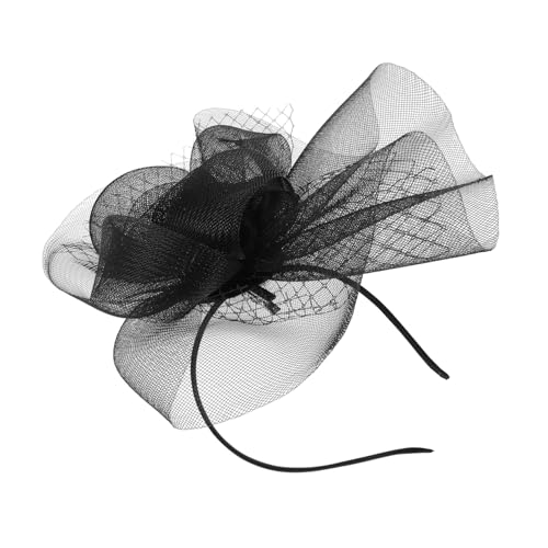 FOMIYES Damen Schwarz Mesh Fascinator Kopfschmuck Haarspange Stirnband Haarschmuck Für Frauen Schwarze Party Accessoire Stirnband von FOMIYES