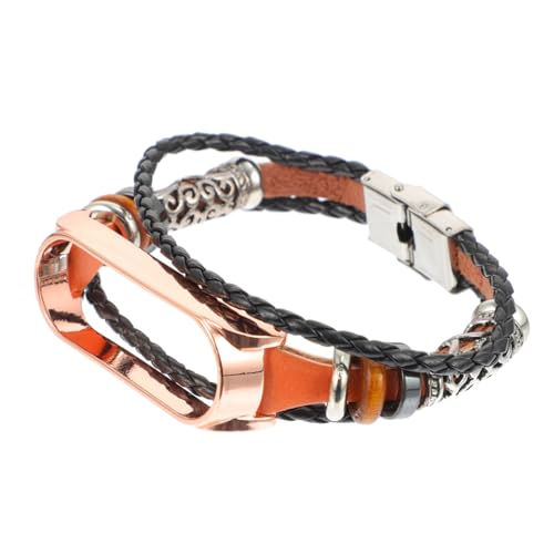 FOMIYES Metal Bead Armband Kompatibel mit Mi Band Retro Metallperlen Uhrenarmband mit Braunem Langlebig Modisch für Damen und Herren Ersatzarmband für Alltag und Reisen von FOMIYES