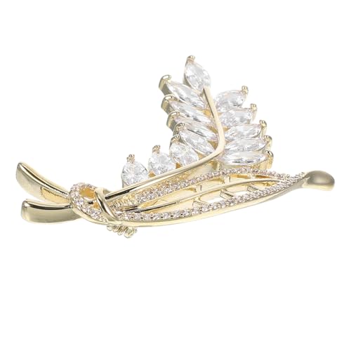 FOMIYES Metall Brosche mit Weizenohr Design und Funkelnden Zirkonia Blättern Modisches Anstecknadel Accessoire für Damen Vielseitig für Kleider Anzüge und Festliche Anlässe von FOMIYES