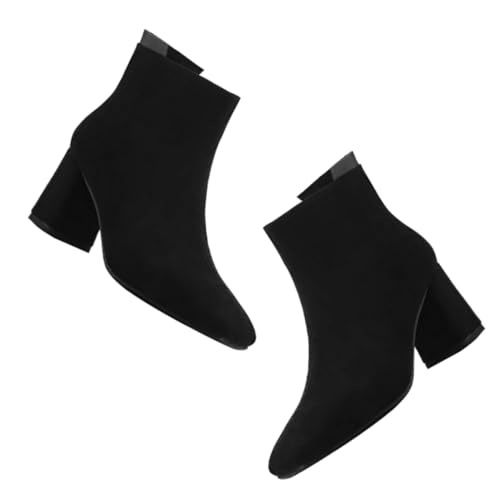FOMIYES Mid heeled Damen Stiefeletten mit Quadratischer Zehenpartie Chunky Absatz Herbst Ankle Boots Bequemes Fußbett Vielseitig Kombinierbar für Alltag und Festtage Schwarz von FOMIYES