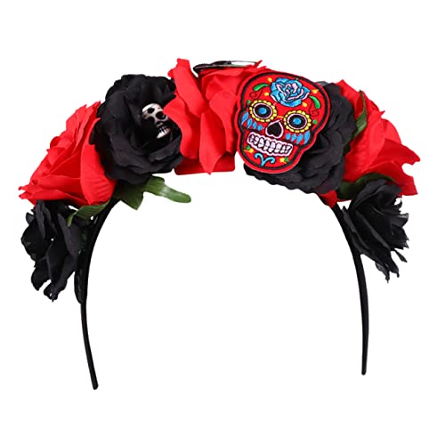 FOMIYES Millionen Weihnachtsstirnbänder Tag Der Toten Kopfschmuck Totenkopf-cosplay-kopfschmuck Totenkopf Rose Stirnband Haargirlande Kranz Fräulein Europäisch Und Amerikanisch von FOMIYES