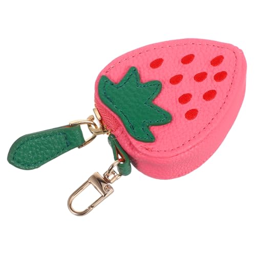 FOMIYES Mini Erdbeer Geldbörse Niedliche Cartoon Erdbeer Geldbörse – Tragbare Mini Pu Mit Schlüsselanhänger Für Münzen Und Kleine Gegenstände Im Freien von FOMIYES