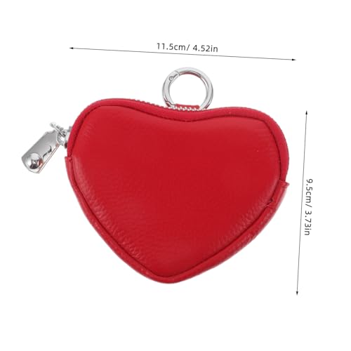 FOMIYES Mini Geldbörse für Damen Herzform Weichem Kleines Portemonnaie mit Anhänger Tragbare Münztasche für Alltag Shopping Reisen Rot Stilvolles und Accessoire von FOMIYES
