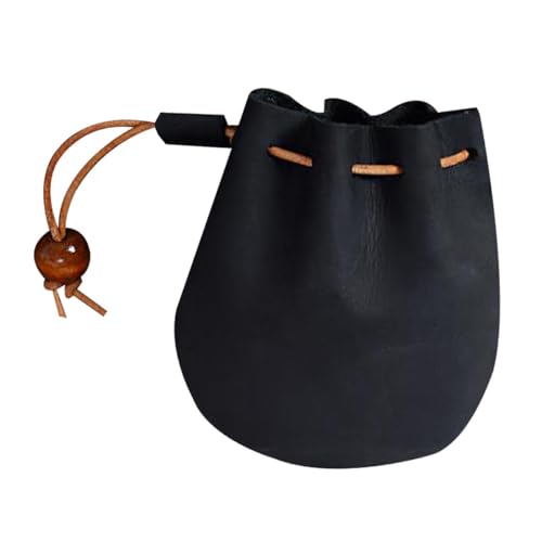 FOMIYES Mini Vintage Münzbeutel Schwarz Kompakte Leichte Kleingeldbörse aus Premium Echtleder Multifunktionale Aufbewahrung für Münzen Schlüssel Scheine für Alltag Reise Schule Shopping von FOMIYES