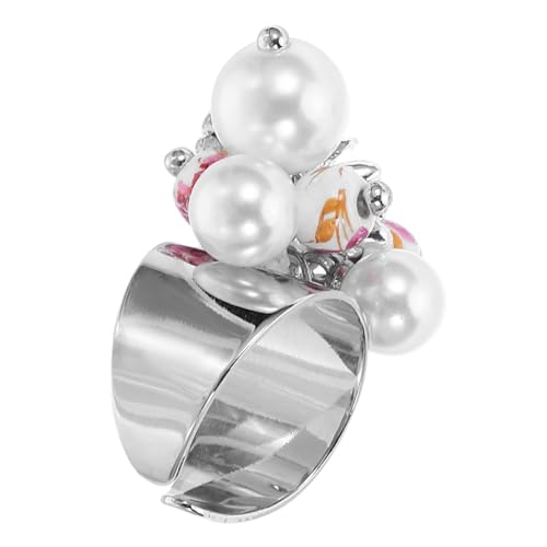 FOMIYES Minimalistischer Offener Ring mit und Perlenbesatz Leichter Schmuckring für Damen Trendiges Vintage Design Verstellbarer Fingerring Partyschmuckstücke für Alltag und Besondere von FOMIYES