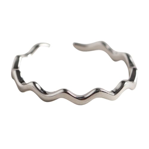 FOMIYES Minimalistischer Schmaler Tail Ring Damen Silberfarbener Modischer Offener Verstellbarer Fingerschmuck mit Wellen Design Eleganter Femininer Ring von FOMIYES