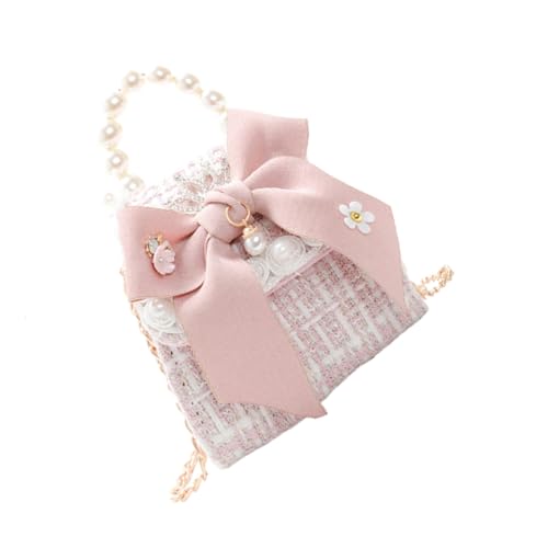 FOMIYES Mode Mini Umhängetasche mit Schleifen Design und Perlenverzierung PU Material Vielseitige Crossbody Tasche für Party Shopping Strand und Alltag Langlebig und Elegant Rosa von FOMIYES