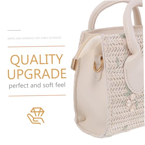 FOMIYES Modische Crossbody Bag aus Stroh mit Zartem Spitzen Design Leichte Damen Schultertasche in Cremeweiß Vielseitig für Alltag Shopping Reisen Sommerliche Strandtage Geeignet von FOMIYES