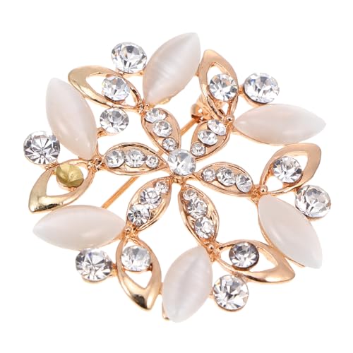 FOMIYES Modische Damen Brosche mit Strassblumen Legierung Weiße Cat Eye Brustnadel Vielseitiger Kleidungsschmuck Stilvolle Anstecknadel für Jacken Hüte und Taschen von FOMIYES