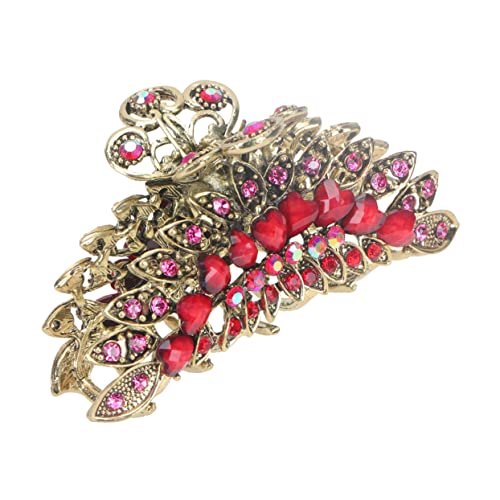 FOMIYES Haarspange Im Retro-stil Mit Druckknopf Für Mädchen Pferdeschwanz-clips Kiefer-clip Modische Haarspange Für Mädchen Rot von FOMIYES