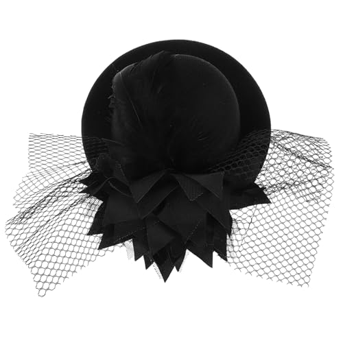 FOMIYES Faszinator Hut Für Damen Schwarz Mini Haarspange Mit Blumendekor Aus Strapazierfähigem Flanell Und Satin Einheitsgröße -punk-stil von FOMIYES