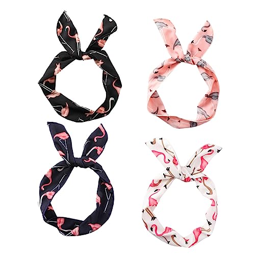 FOMIYES 4stücke Haartuch Für Frauen Stirnband Mit Flamingo-muster Haargummis Kleiner Schal Kopfwickel Für Mädchen Dame Packung Zufällige Farbe von FOMIYES