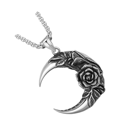 FOMIYES Mondanhänger Halskette aus Edelstahl Herren Schmuck Einzigartiges Design Rock Party Alltag Modisches Accessoire für Männer von FOMIYES