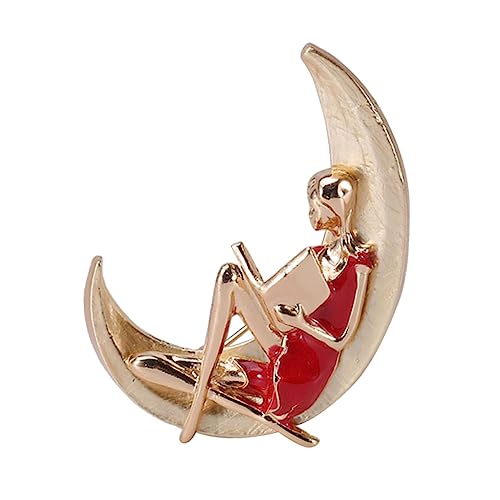 FOMIYES Mondförmige Brosche für Frauen Schmuckbrosche Legierung Rot Vielseitiges Accessoire für Kleider Jacken Taschen und von FOMIYES
