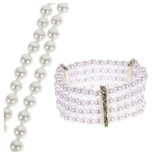 FOMIYES Multilayer Strand Schmuckset Nachahmungsperlen für Frauen Halskette und Armband für Tanzpartys und Festliche Anlässe Elegantes Perlen Juwelerset von FOMIYES