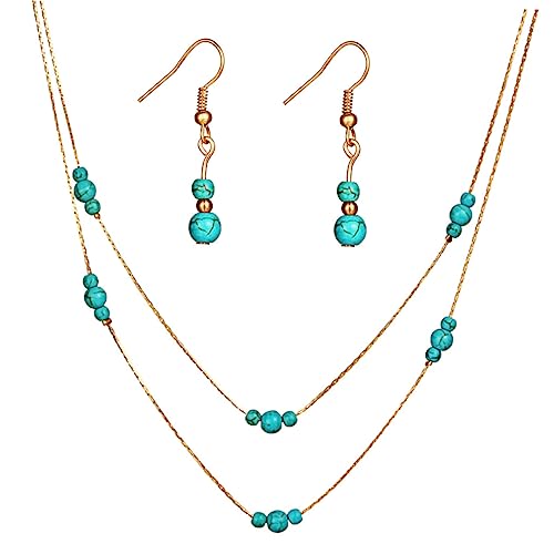 FOMIYES Multilayered Grüner Türkis Schmuckset Damen Doppellagige Anhänger Halskette und Ohrringe Feine Verarbeitung Modisch Elegantes Design für Geburtstage Hochzeiten Muttertag und FOMIYES Multilayered Grüner Türkis Schmuckset Damen Doppellagige Anhänger Halskette und Ohrringe Feine Verarbeitung Modisch Elegantes Design für Geburtstage Hochzeiten Muttertag und von FOMIYES