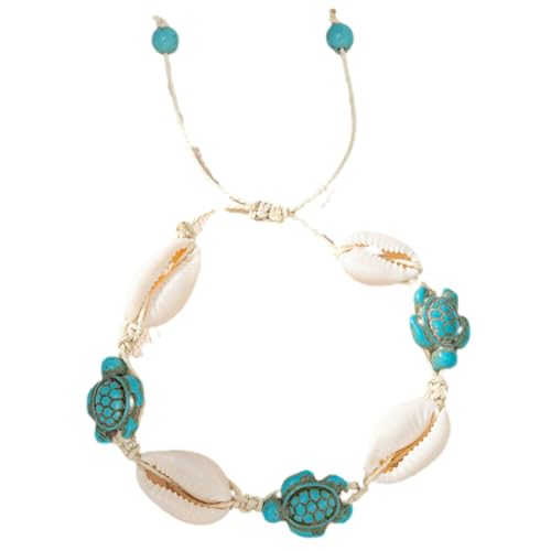 FOMIYES Muschel Fußkettchen mit Schildkröte Verstellbares Boho Armband für Frauen Strand Schmuck Sommer Fußkette Handwerkskunst von FOMIYES