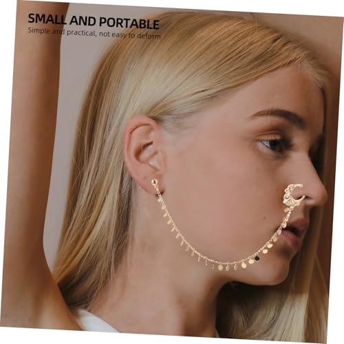 FOMIYES Nasenring Ohrring mit Kette Damen Ohrschmuck Nasenclip Ohrring Legierung Langlebig Modisch für Alltag und Party von FOMIYES